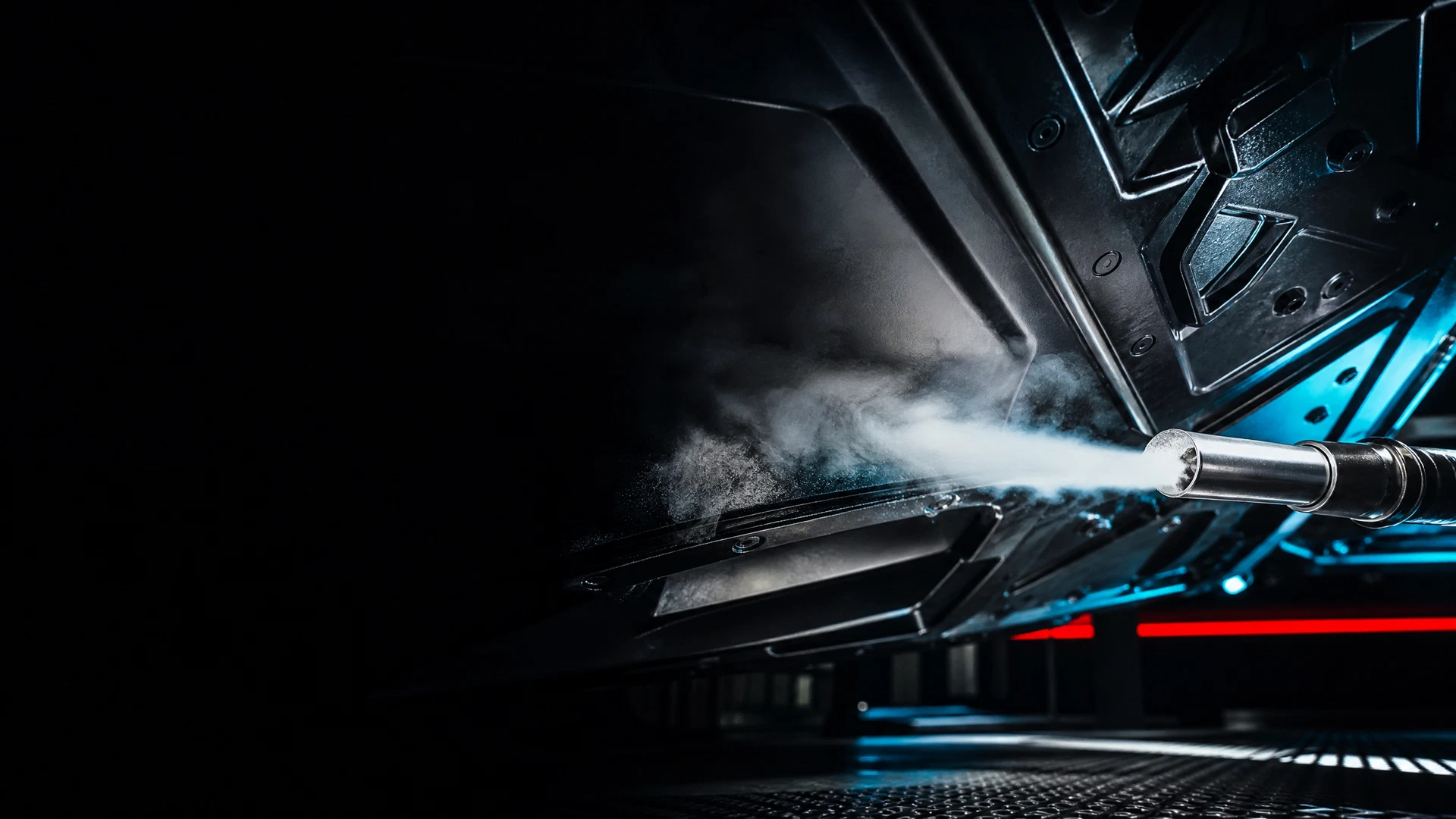 Illustrative precision dry ice cleaning on metal and automotive geometry