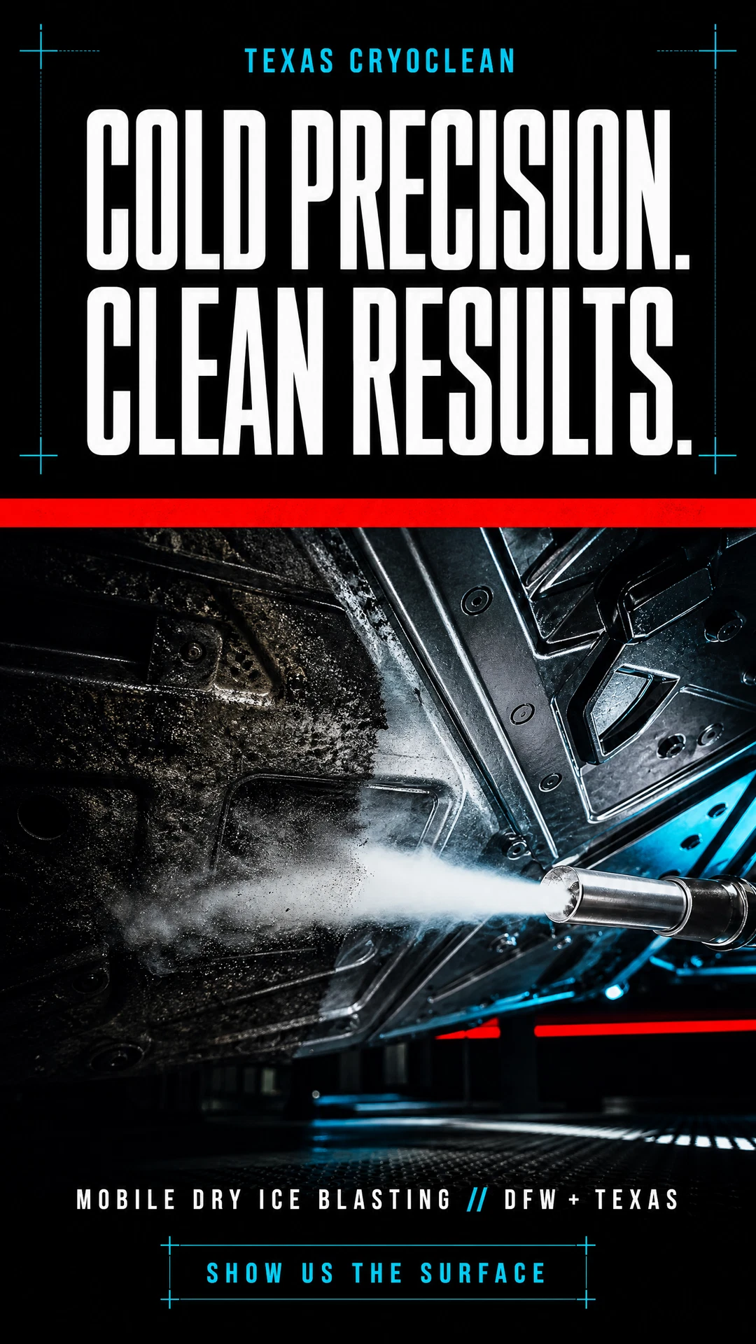 Vertical launch cover for Texas CryoClean social launch